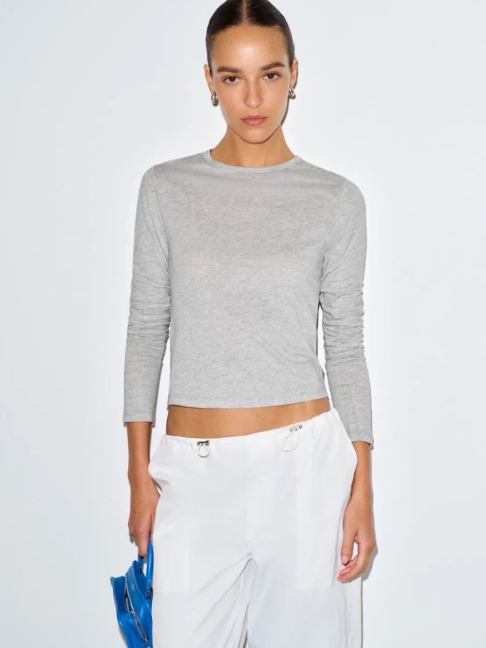 Reformation Ezra Slim Fit Long Sleeve Grey - Size S